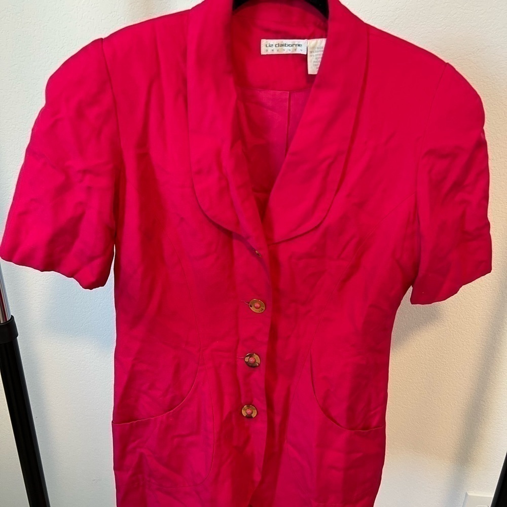 𝅺vintage‎ Liz Claiborne Women’s Hot Pink Blazer Dress Size 6
